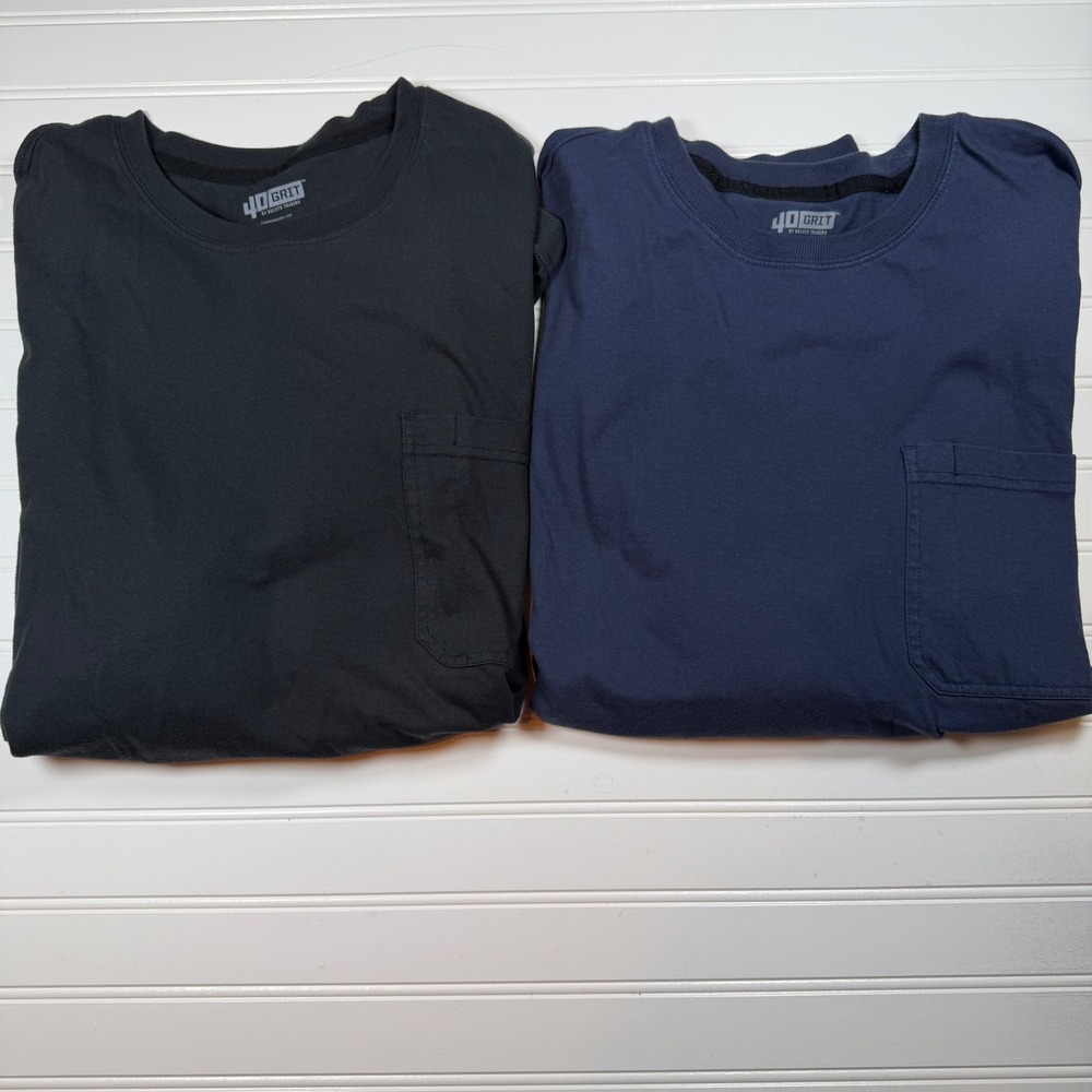 40 Grit‎ Duluth Trading Mens 2PK Long Sleeve Pocket T-Shirt Black Navy XL Cotton